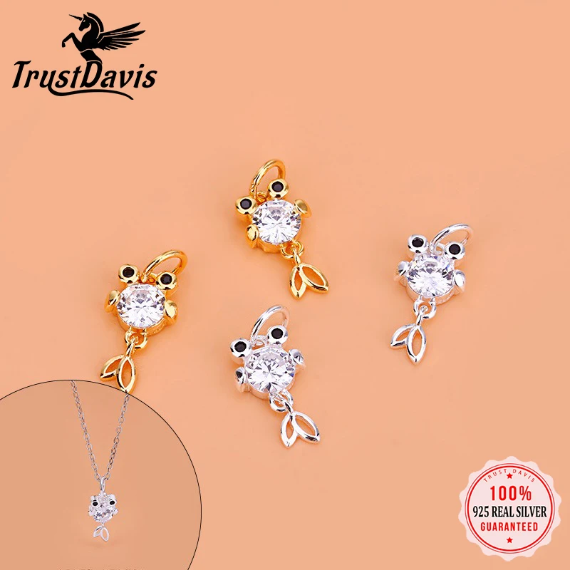 

TrustDavis Real 925 Sterling Silver Fashion Cute Animal Fish Charm Pendant Handmade DIY Accessories Fine Jewelry Wholesale HY045