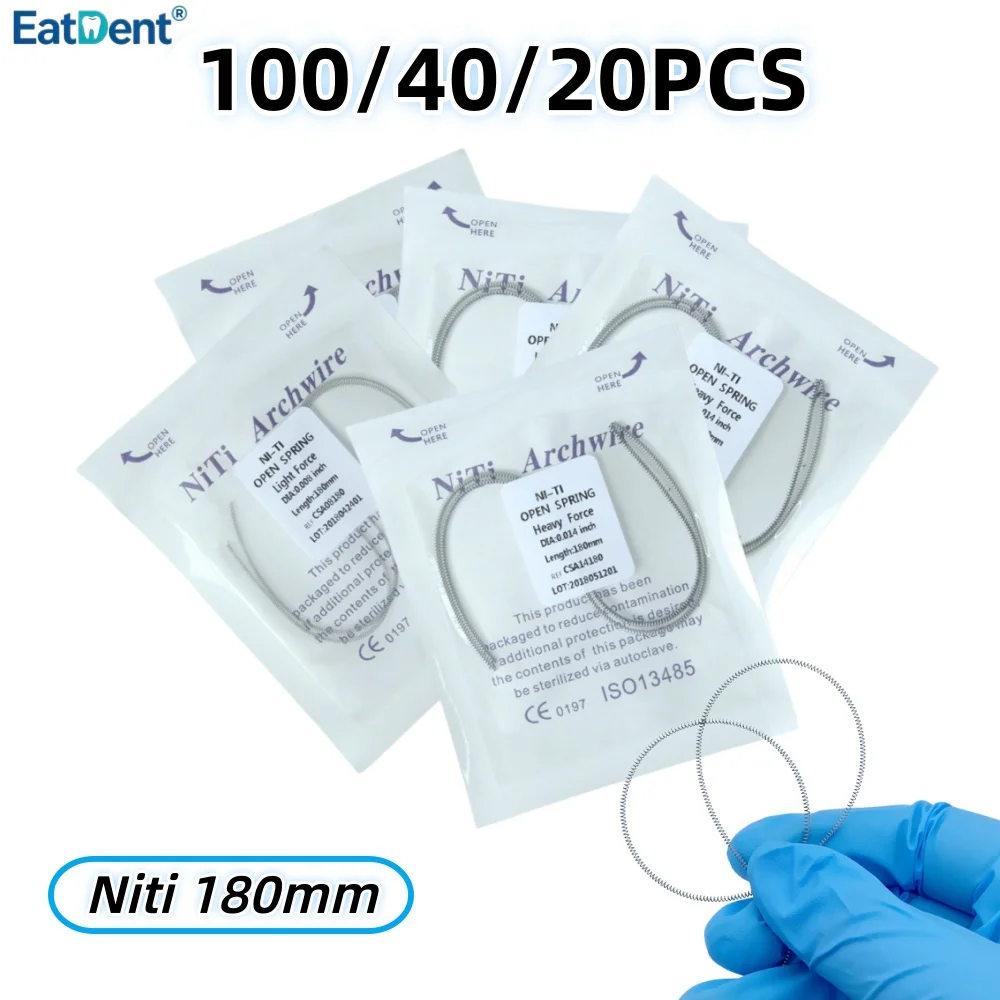 100/40/20PCS Dental Orthodontic Niti Open Coil Springs Stainless Steel Elastic Coil Spring 008/010/012/014*180 For Dentist Ortho
