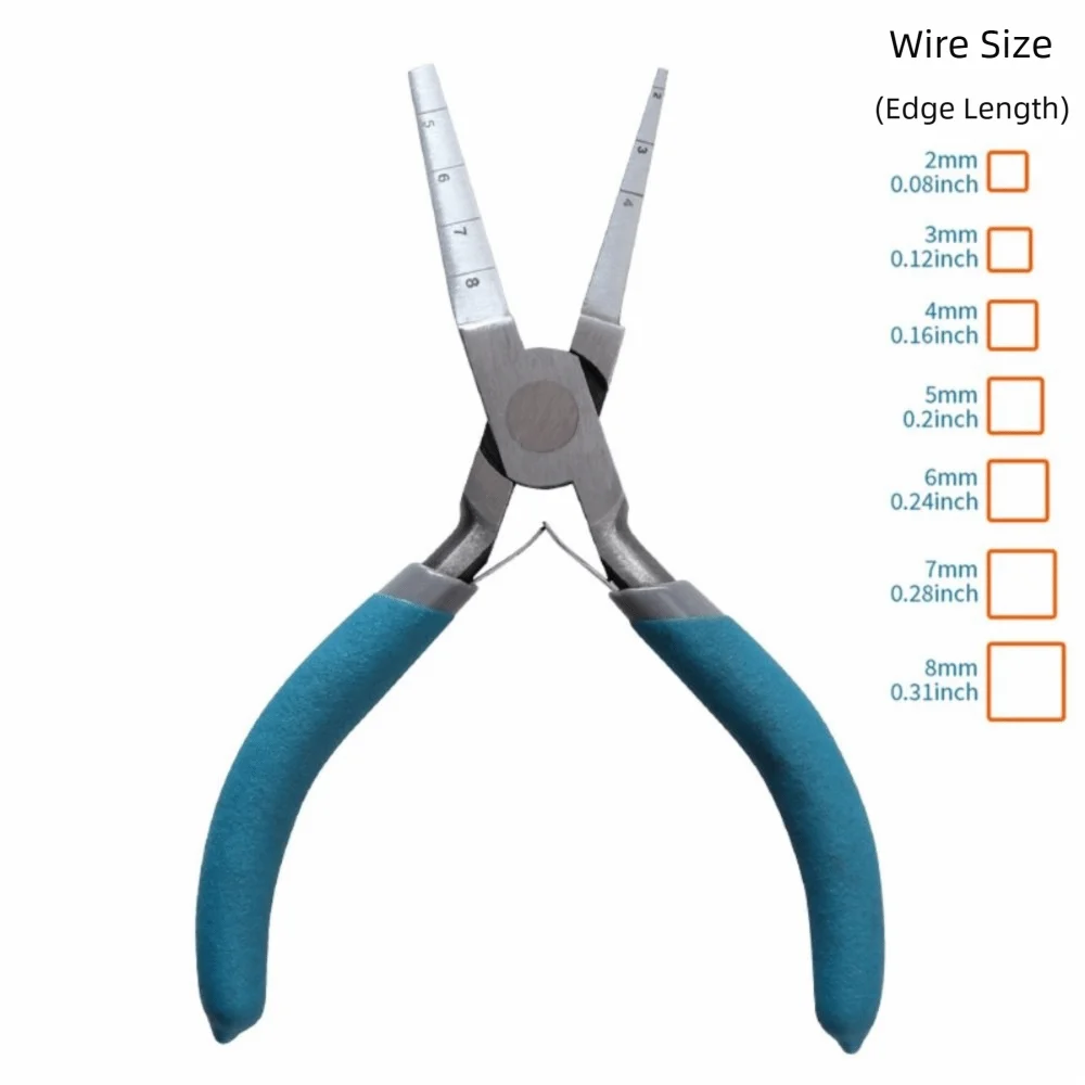 Steel Jewelry Making Pliers Square/Round Nose Non-Slip Handle Wire Looping Plier Clear Scale Double-Leaf Springs Winding Pliers