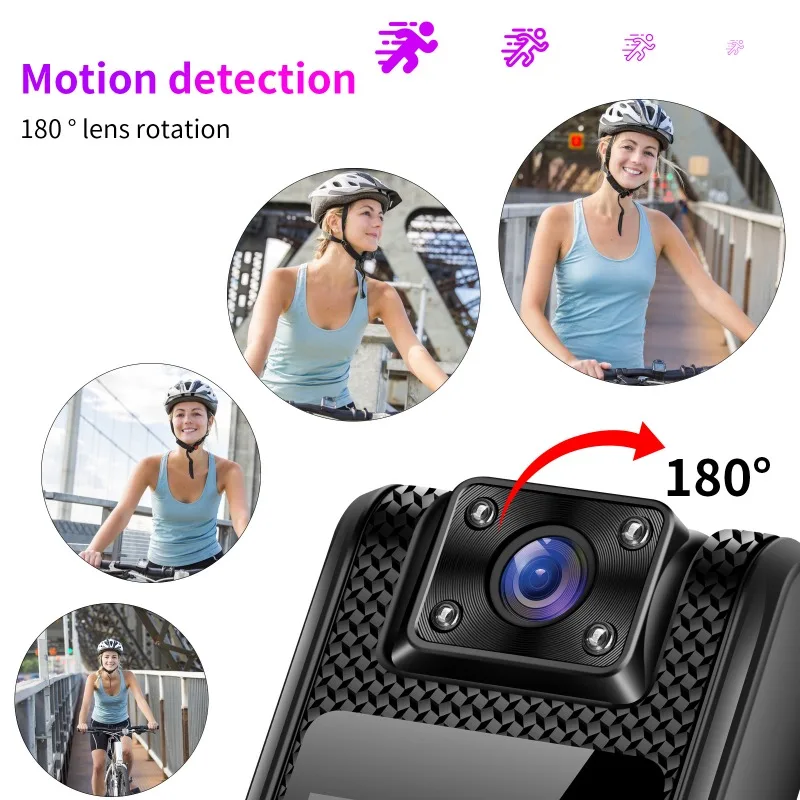 Portable Clip-On HD Camera Recorder 1.54 LCD Screen WiFi TF Card Support for Cycling Vlogging Sports Travel Recording