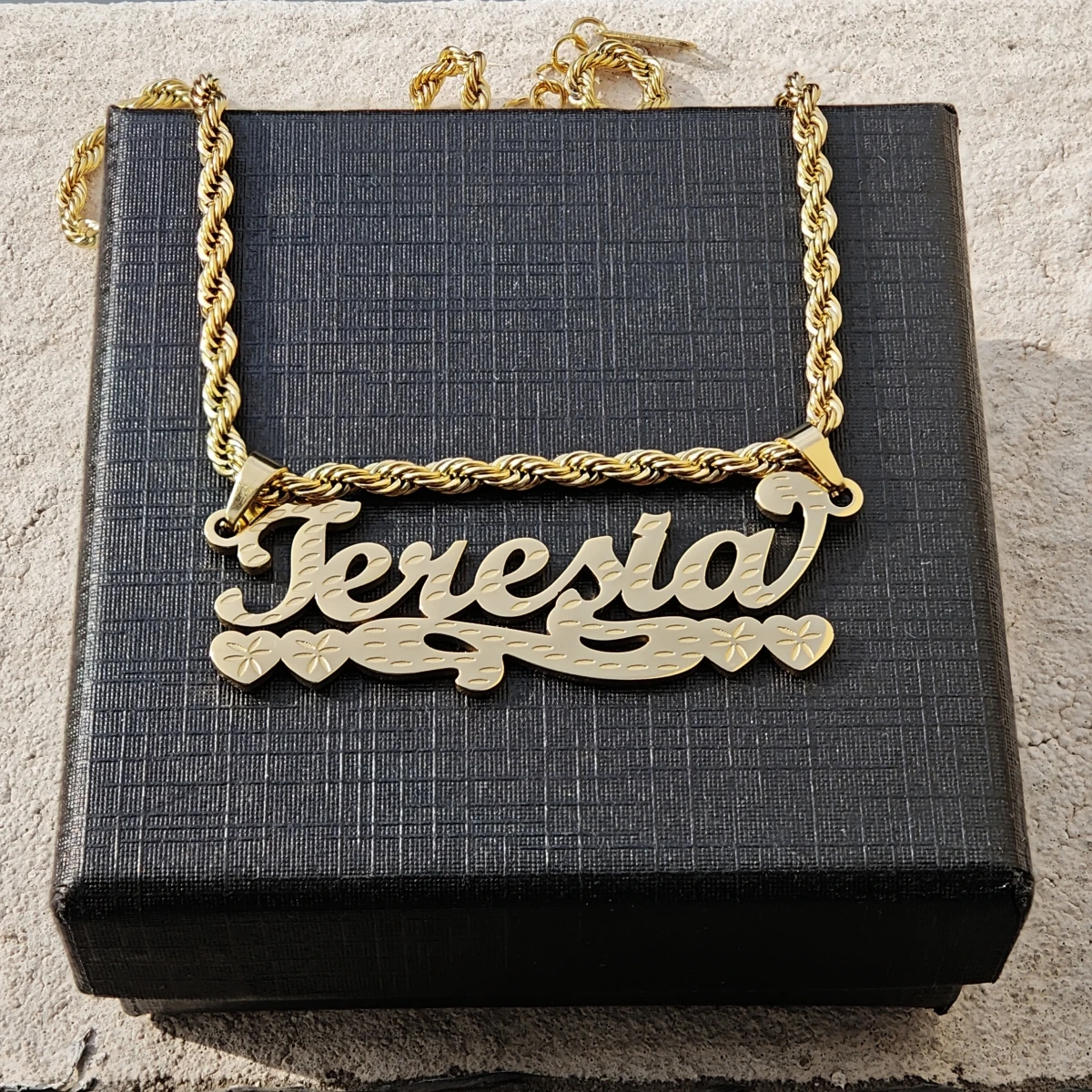 

Custom Stainless Steel Jewelry Name Necklace Party Fashion Accessories Coarse Fried Dough Twists Chain Necklace Christmas Gift