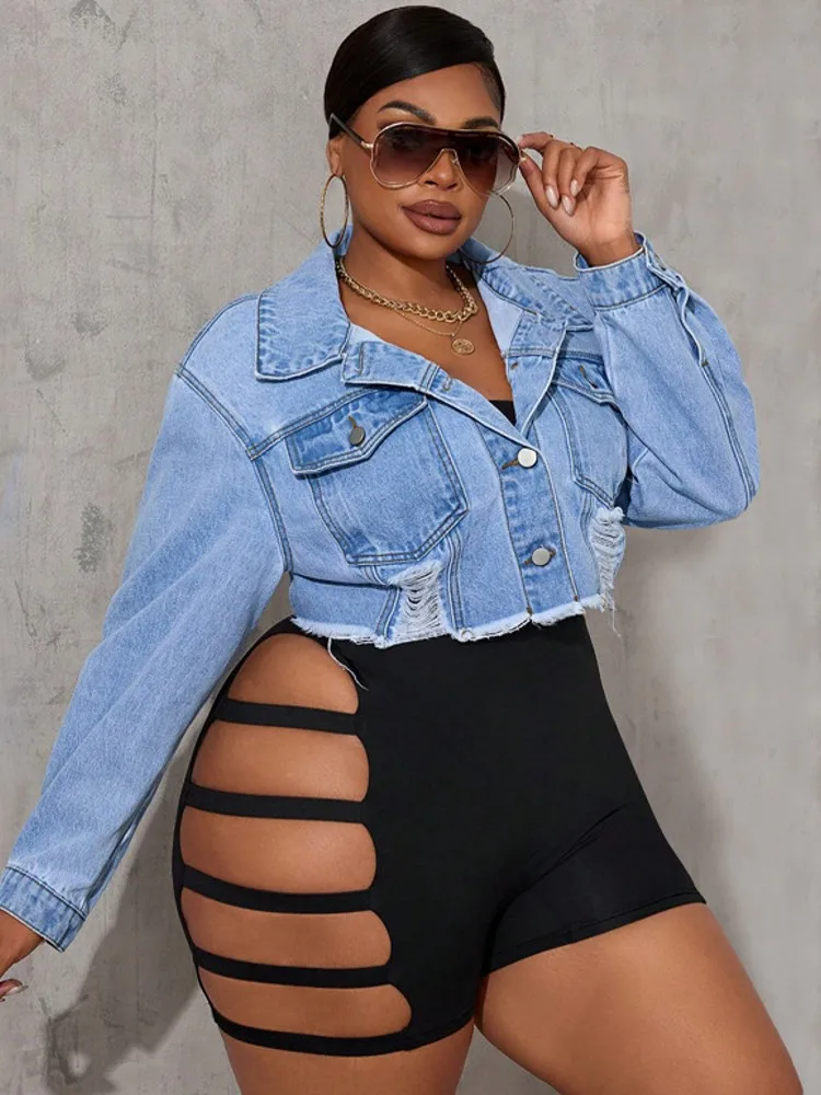 3XL حجم كبير بلوزات الإناث غير رسمية النساء الدنيم سترة ربيع الخريف ملابس طويلة الأكمام الجينز الصدريات واحدة الصدر 5XL 4XL