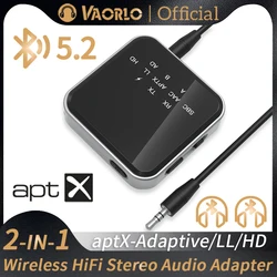 aptX-Adaptive/LL/HD Bluetooth 5.2 Audio Transmitter Receiver 3.5MM AUX Low Latency Lossless HIFI Stereo Music Wireless Adapter