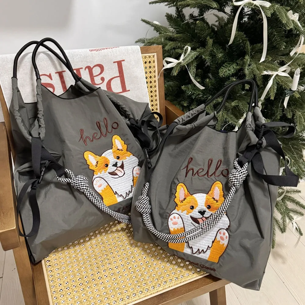 Japanese Embroidered Shopping Bag Handbag Oxford Bag Embroidered Nylon Waterproof Shopping Bag Portable Shoulder Cross-Span Bag