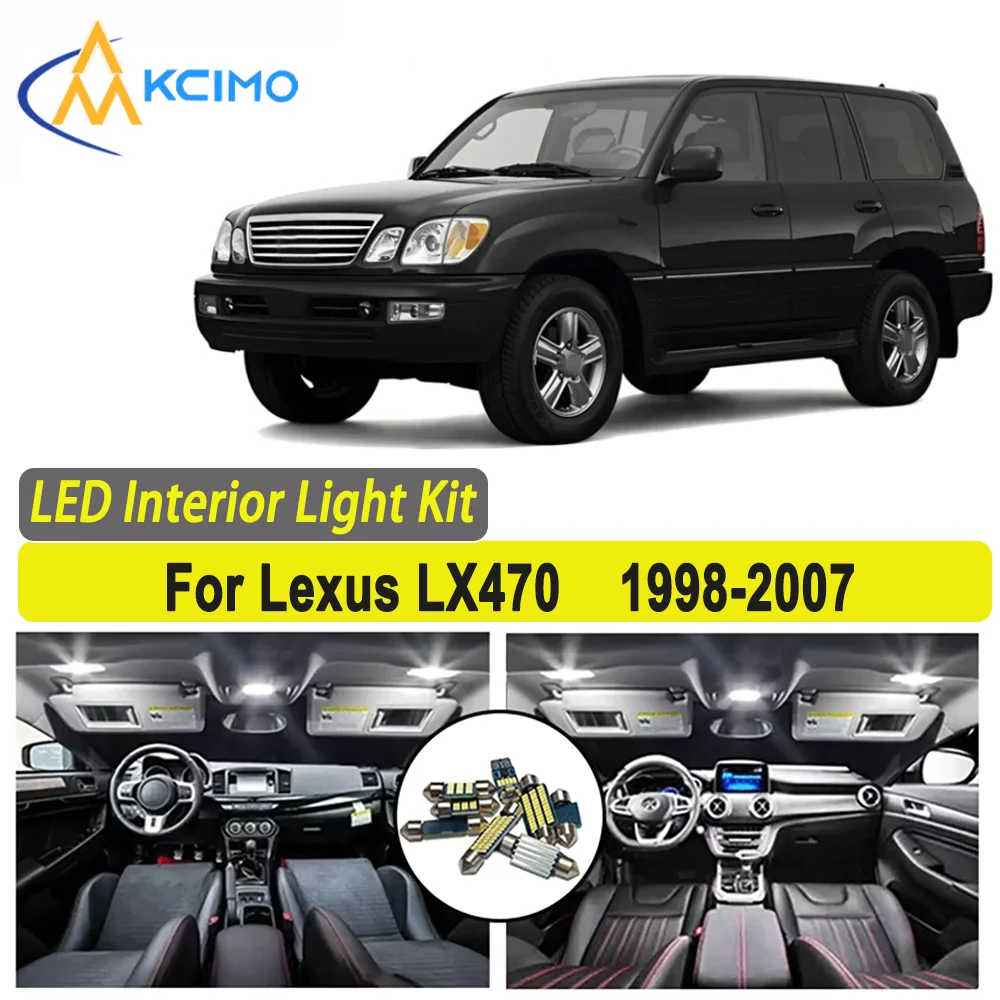

Kcimo LED For Lexus LX470 1998- 2001 2002 2003 2004 2005 2006 2007 Premium Bright LED Interior Dome Map Trunk Light Kit Car Led