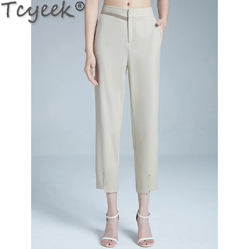 

Tcyeek 95% Mulberry Silk High-end Pants Summer Pants Thin Harem Pants for Women Clothes Ankle-length Woman Trousers Loose Fit