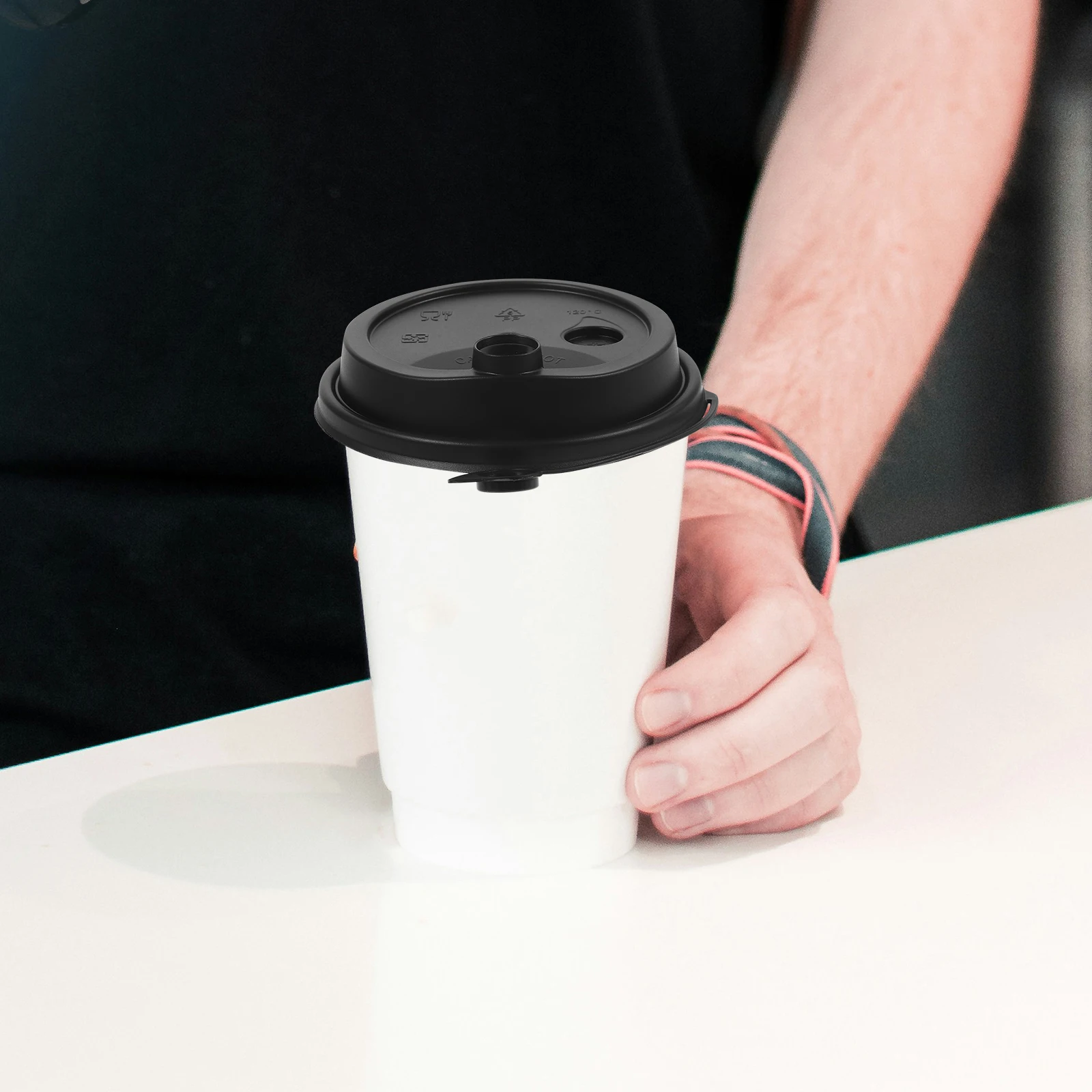 

100pcs Black Disposable Cup Lids 90mm Leak Proof Coffee Tea Soy Milk Porridge Cups Cover Plastic Wide Applications