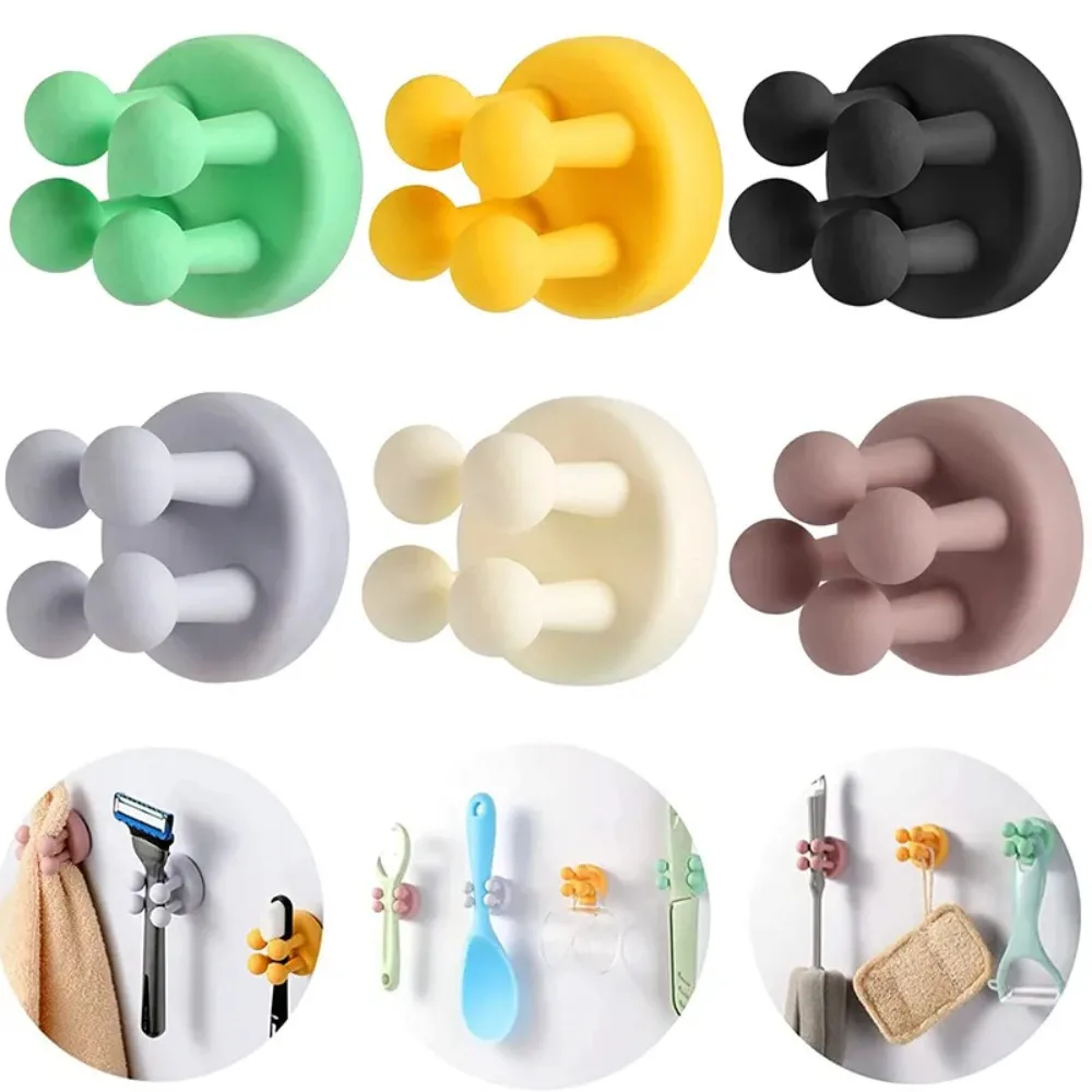 

Must-have Silicone Toothbrush Holder Multifunctional No Punching Plug Holder Sticky Waterproof Hook Hanging Key