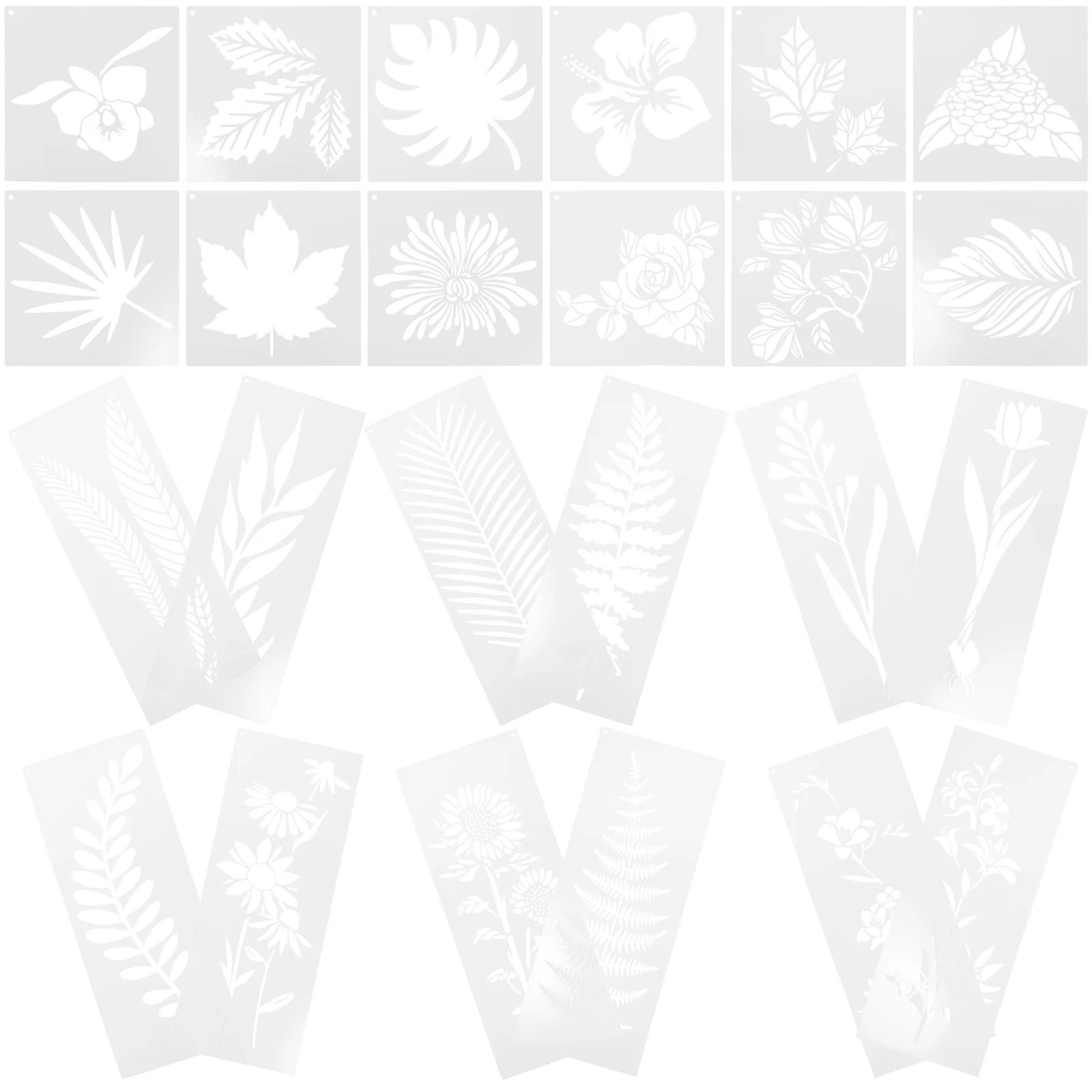 24 Pcs Graffiti Draw Flowers and Plants Template The Pet Plastic Painting Stencils