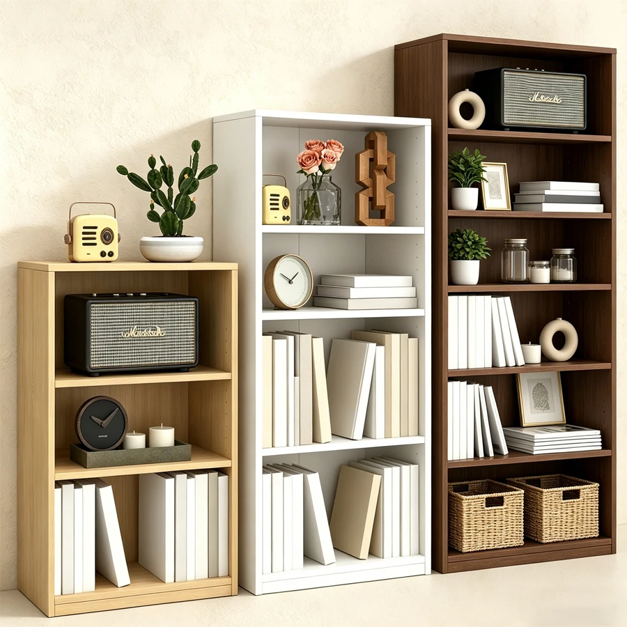 3-Tier Wooden Open Display Floor Bookshelf with Adjustable Shelves, 71 Inches (White, Dark Chocolate, Light Coffee)