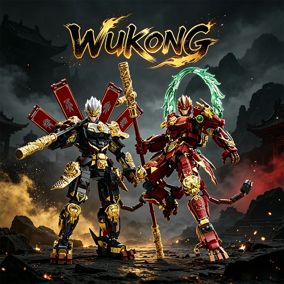 MOC Black Myth Mechanical Sun Wukong Immortal Robot Building Blocks Chinese Warrior Monkey King Mech Assembly Bricks Toys Gifts