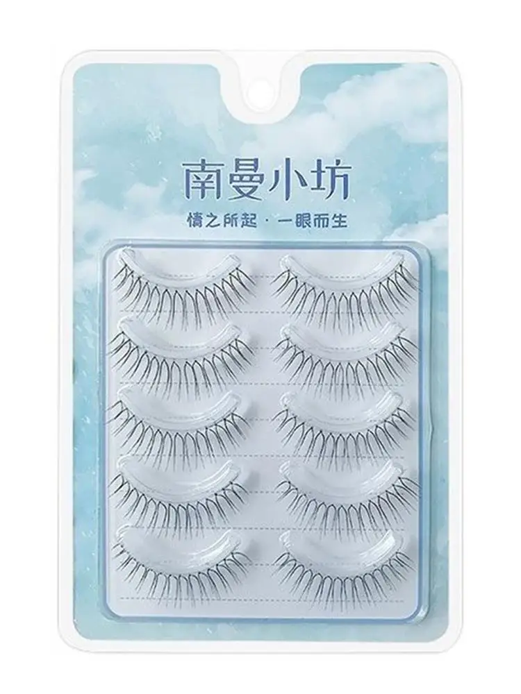 5 Pairs False Eyelashes U-shaped Lash Extension Korean Natural Wispy Transparent Stem Eyelashes Comic Eye Reusable Eye Makeup