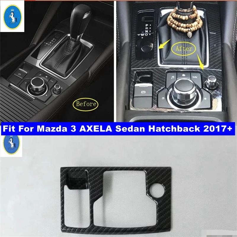 

Carbon Fiber Car Center Stalls Gear Shift Box Decor Frame Cover Trim ABS Accessories For Mazda 3 AXELA Sedan Hatchback 2017 2018