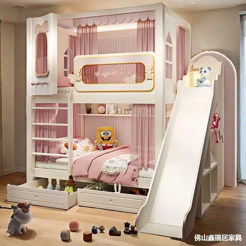 Twin Over Full Bunk Bed with Guardrails Metal Frame Staircase Storage for Kids Bedroom Space Saving Furniture