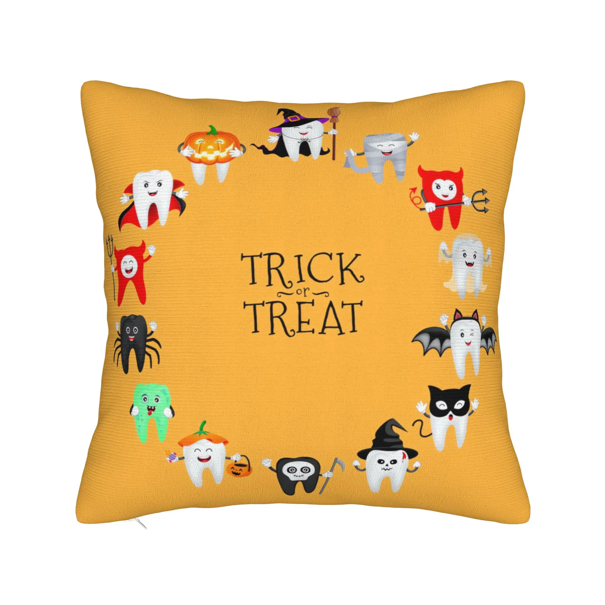 Cartoon spooky tooth Halloween Pillow Case  Comfy Pillow Cover For Office Car Home Decor Cute Funny Pillowcases