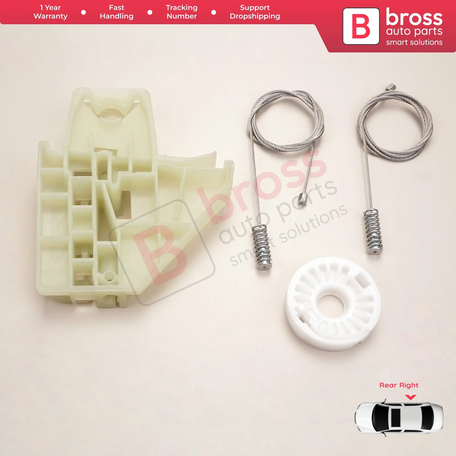 BWR5077 Set di riparazione alzacristallo elettrico porta posteriore destra per Skoda Octavia MK2 A5 1 z3 1 z5 2004-2013 4/5-porta 1 z0839656