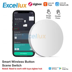 Tuya ZigBee Button Scene Switch Battery Powered Smart Switch Intelligent Linkage Automation Works With Smart Life Zigbee Devices