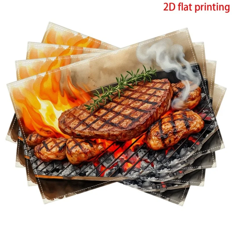 4Pcs Cute Potato Linen Placemat Kawaii Sweet Potatoes Pattern Table Mat Heat Resistant Coaster Dining Bowl Pad Kitchen Decor