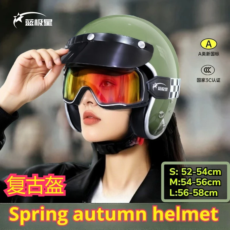

2025 New Retro 3/4 Open Face Helmet, Unisex Lightweight for Electric Scooter, Spring Summer Autumn
