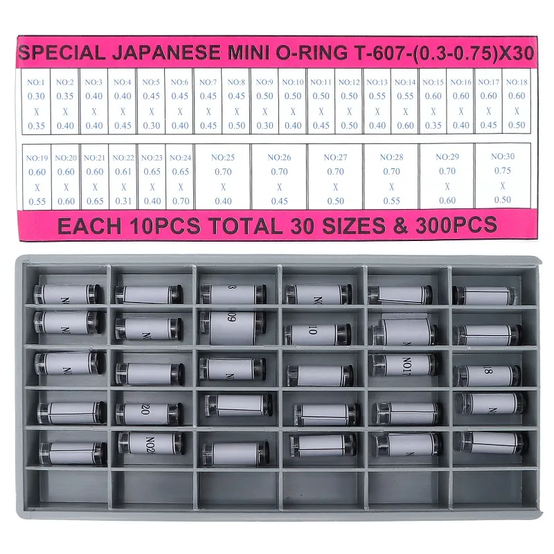 Watch repair tool, watch handle head waterproof ring rubber ring T-607 0.35-1 head waterproof ring set