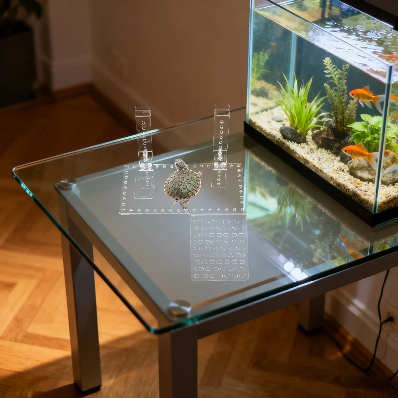 

Hanging Aquarium Turtle Dock Platform Acrylic Reptile Basking Rack Non Slip Ramp for Turtle Tank Accessories Floating Island