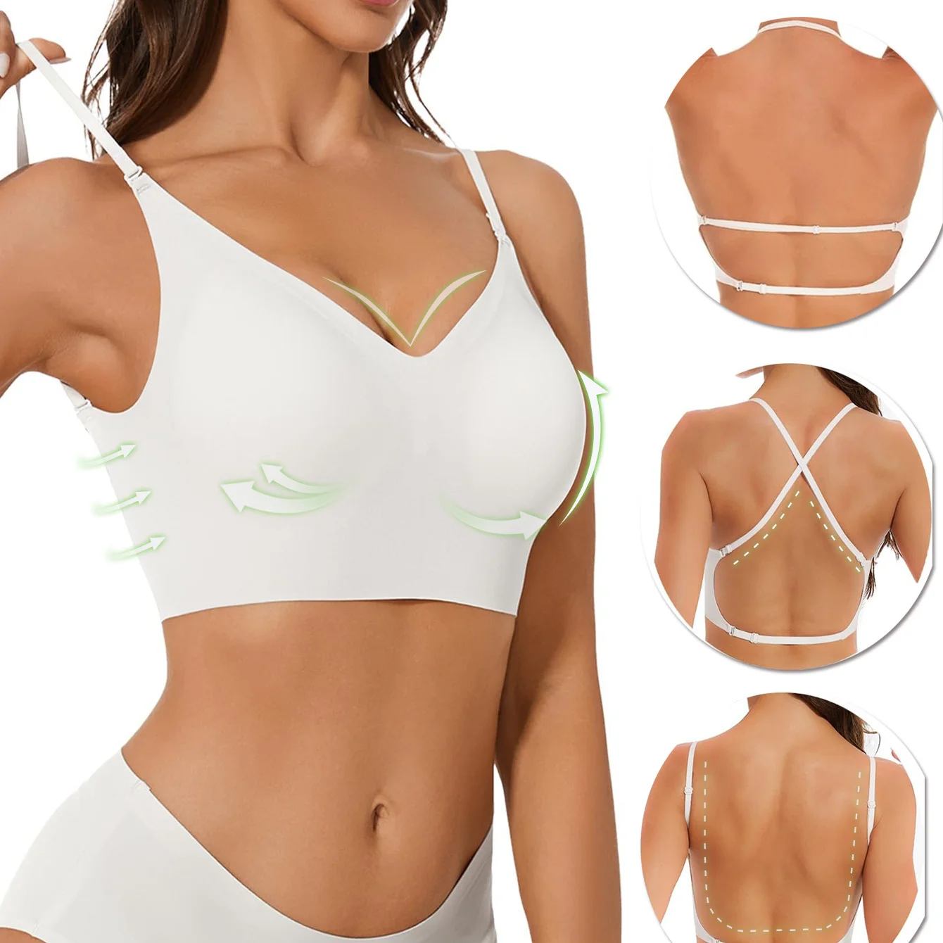 

Women Seamless Underwear Sexy Adjustable Detachable Shoulder Straps Bra Summer Backless Invisible Tops Bralette Comfort Lingerie