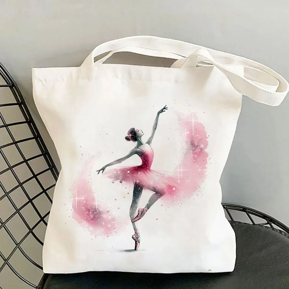 

Watercolor Ballerina Canvas Tote Bag for Women Stylish Shoulder Handbag Fashion Accessory Artistic Print ToteOpen Top Design