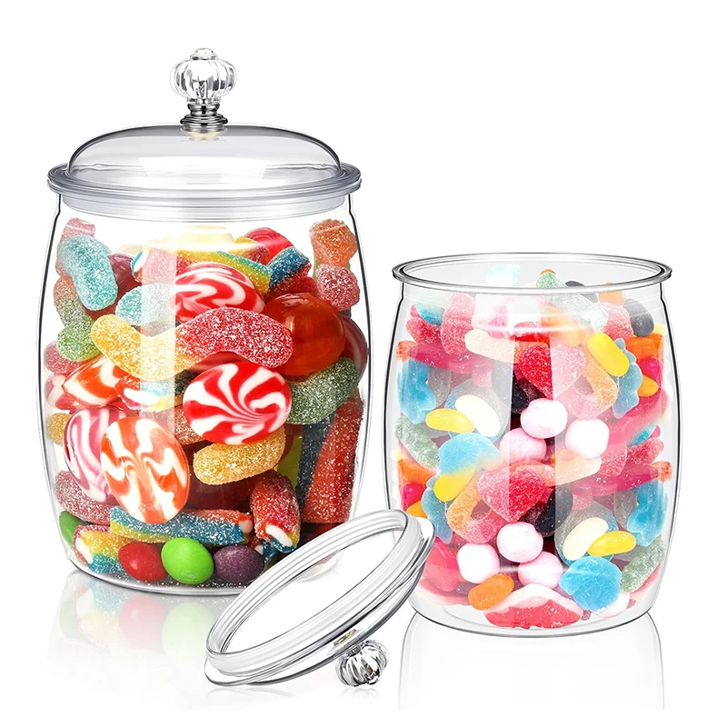 2.2/3.8/6.5L 1pc Flour Grains Candy & Cookie Jar Hard and Smooth Plastic Pot with Lids Clear Airtight Food Storage Canister