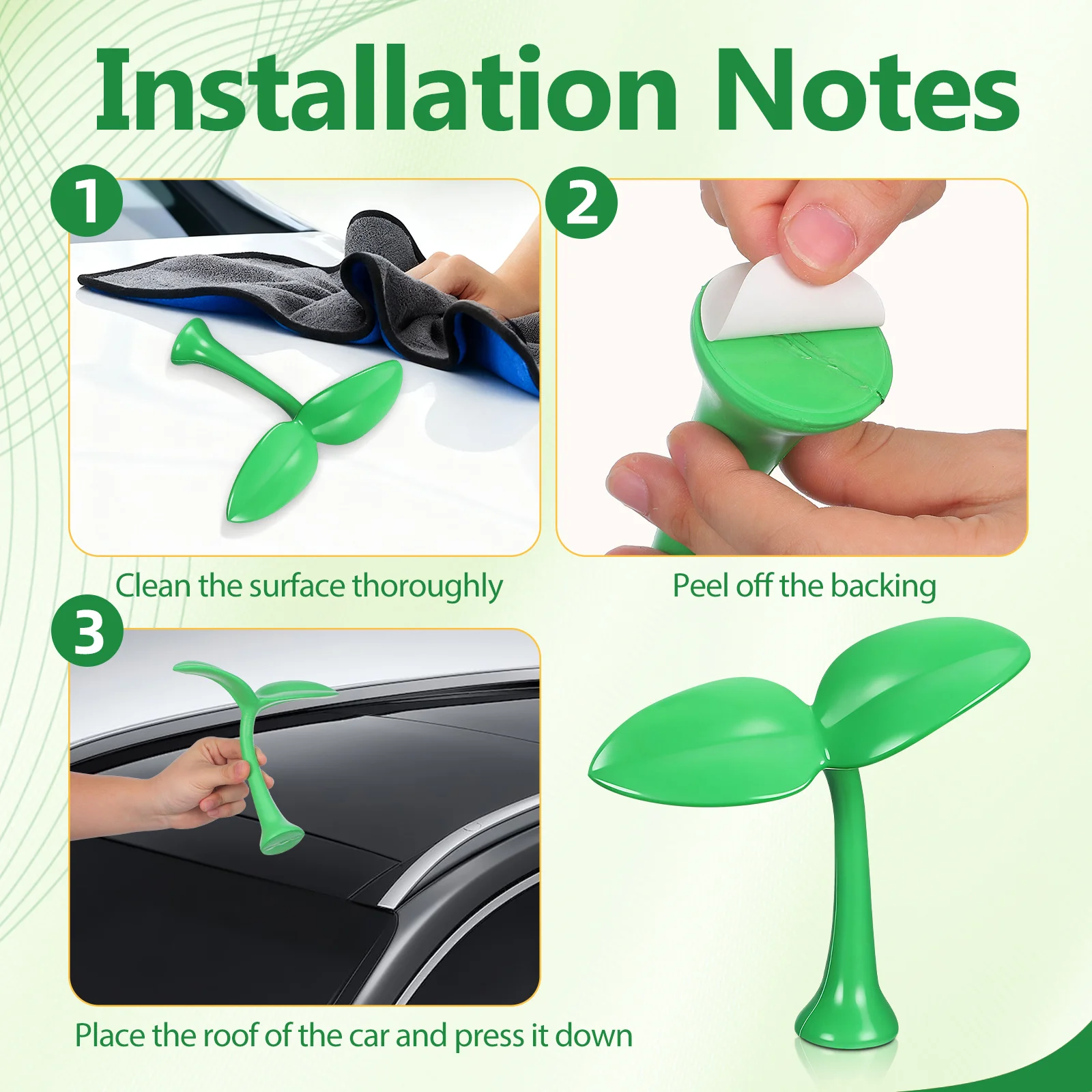 3 stuks taugé autodak decoratie schattig groen gras stickers voor auto exterieur accessoires stijlvol ornament