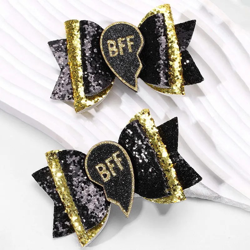 2PCS Sparkling Glitter Bows Hairpins BFF Party Hair Styling Accessories Girls Hair Clips Headwear Friend Gift Kids Headdress