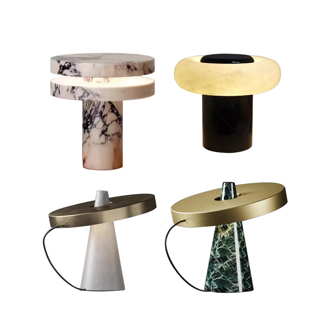 

Modern Green White Marble Table Lamp Creative Home Decoration Items Living Room Bedside Nightstand Light Fixture Stone