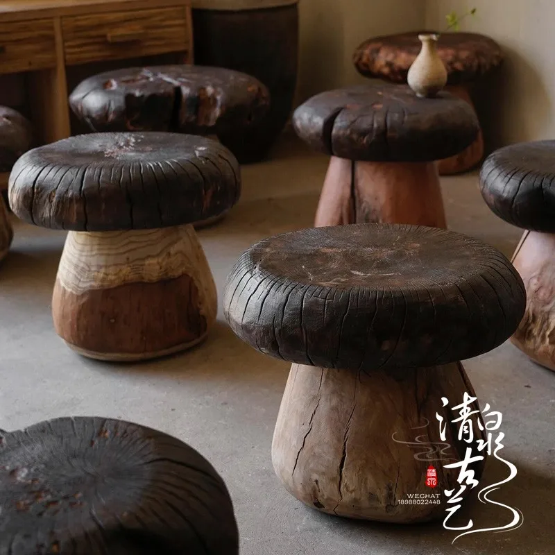 Log cogumelo fezes casa sapato fezes de madeira maciça casa redonda