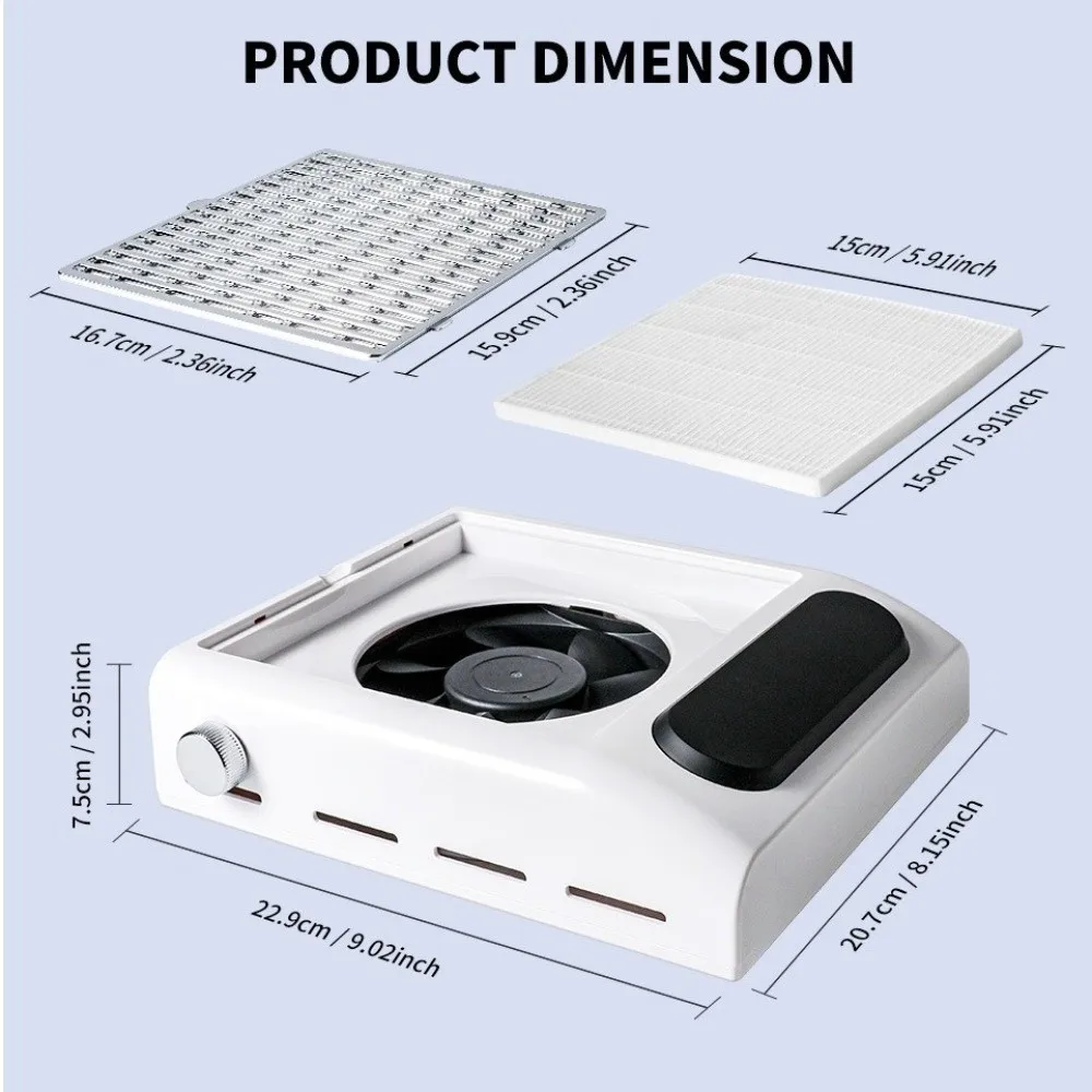 Sterke zuigkracht nagelstofafscheider Oplaadbare herbruikbare stofafzuiger Professionele geluidsarme nagelstofzuiger