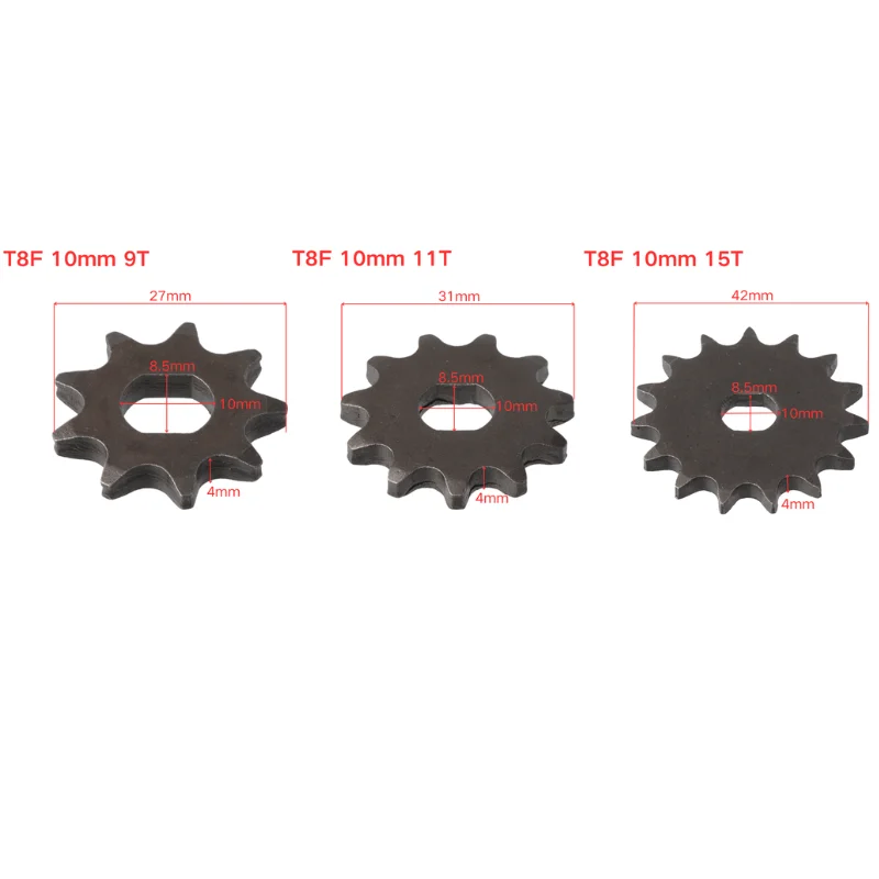 9T 11T 15T T8F Sprocket 10MM for 47cc 49cc Dirt Bike ATV  Engine MY1020 Motor Pinion Gear Razor EVO IZIP 500W 1000W  E-Scooter
