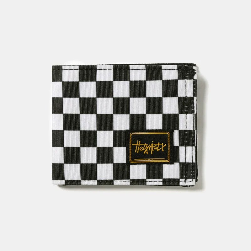 Trendy Minimalist Men's Bifold Short Wallet With ID Window Simple Card Holder Bag Children's Oxford Small Pocket Coin Purse