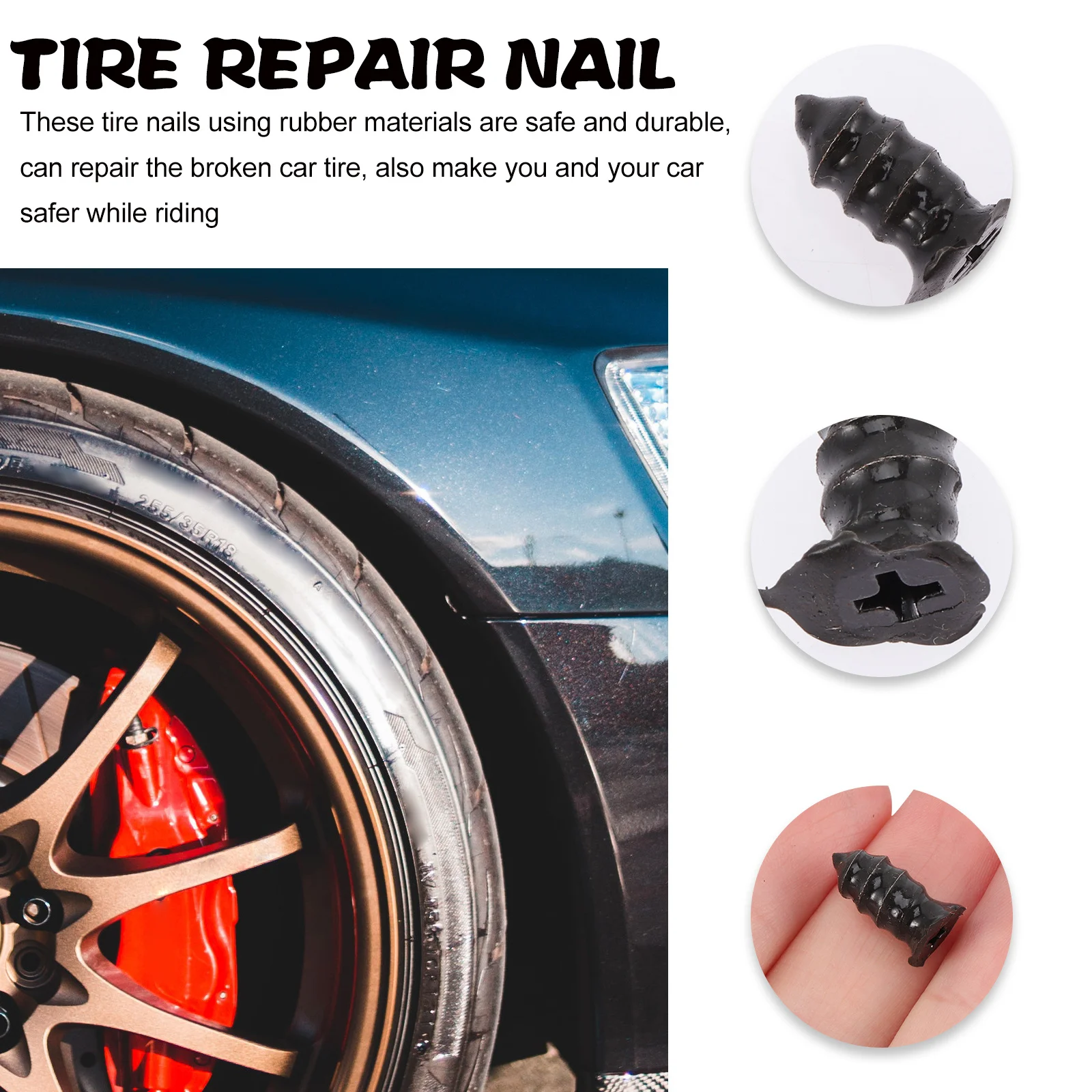 

32 pcs Repair Tools Rubber Nails For Car Bike Rubber Tire Nails Motorcycle Quick Fix Kit High Heat Wear Resistant