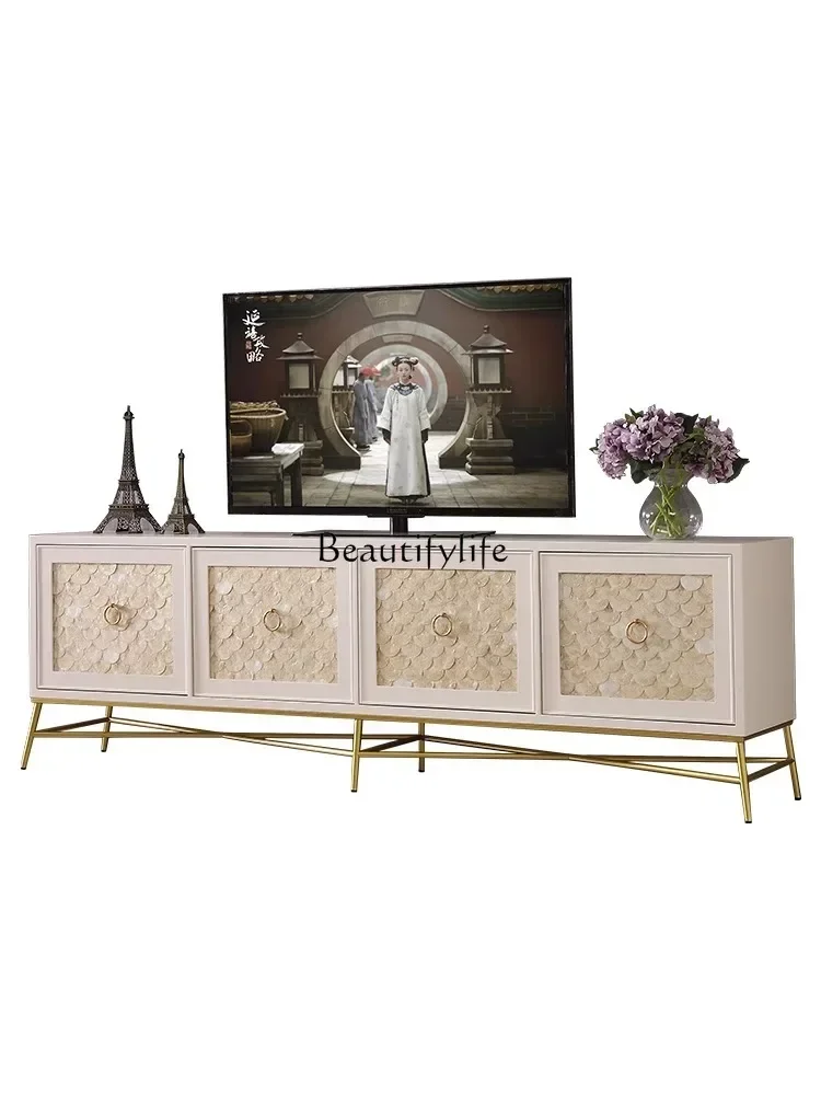 

1FG10American Simple TV Low Cabinet Stainless Steel Feet Floor Cabinet Multi-Function