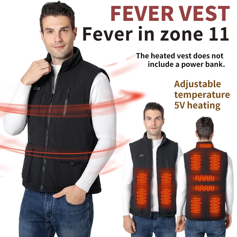 Dual-Control 11-Zone Smart Heated Vest with 3 Temperature Settings—New Winter Outdoor Heated Jacket with USB Heating