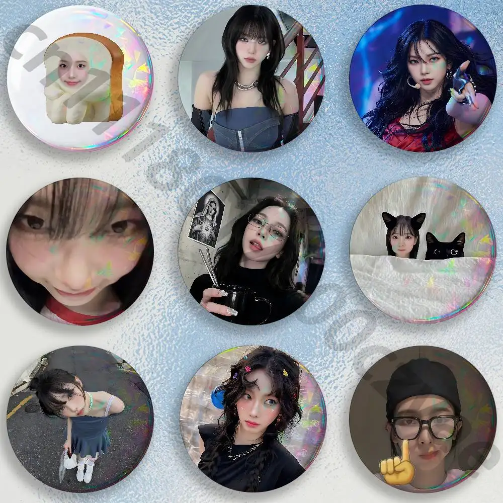 Karina Aesthetic 32/44/58mm Handmade Pins Round Brooch Badge Backpacks Clothes Jewelry Gifts