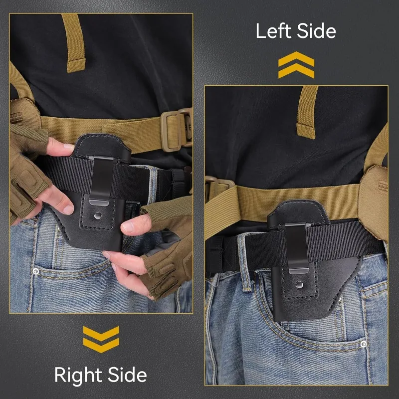 가죽 IWB 홀스터 - 글록 17/19/43X 및 P365용 은닉 휴대, 인사이드 웨이스트밴드 클립이 있는 전술 에어소프트 권총 케이스
