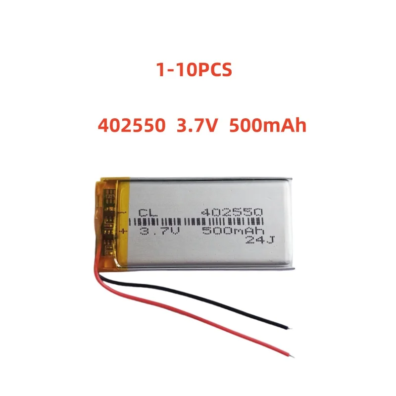 

1-10 Pcs 402550 3.7V 500mAh Lithium Polymer Battery For MP3 MP4 GPS DVR LED Lights Bluetooth Speaker Recording Pen Toys
