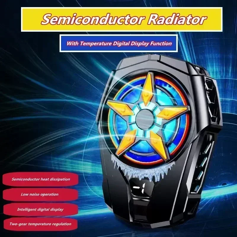 SL09 Mobile Phone Semiconductor Cooling Fan Radiator with Two Speeds Digital Display PUBG Game Cooler for IOS Android Universal