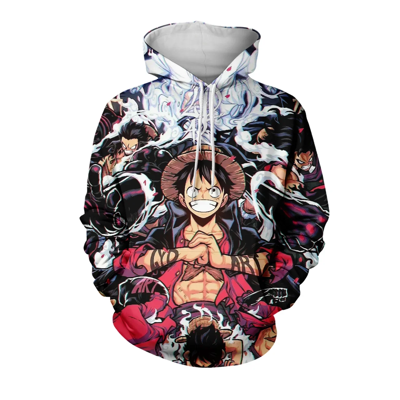 

One Piece Luffy Gear 5 Family Hooded Sweatshirt 3D Graphic Polyester Set Moisture-Wicking Parent-Child Lounge Wear