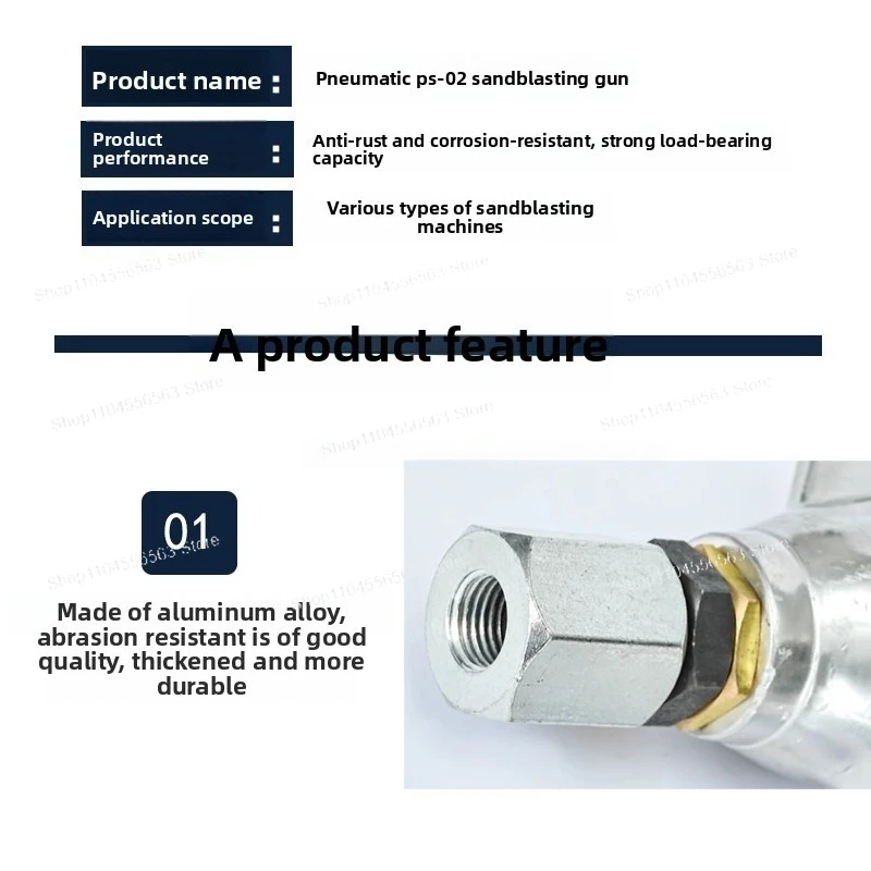 Pneumatic Sandblasting Gun PS-02 for Glass Etching, Tombstone Engraving & Rust Removal Work