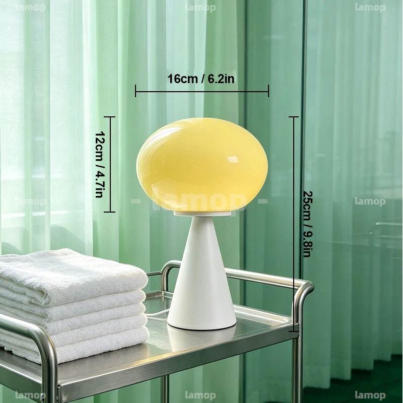 Flying‑Saucer‑Egg‑Contour Glass Table Lamp Modern Minimalist Tapered Sturdy Base Desktop Decor Table Lamp for Korean‑Style B&B
