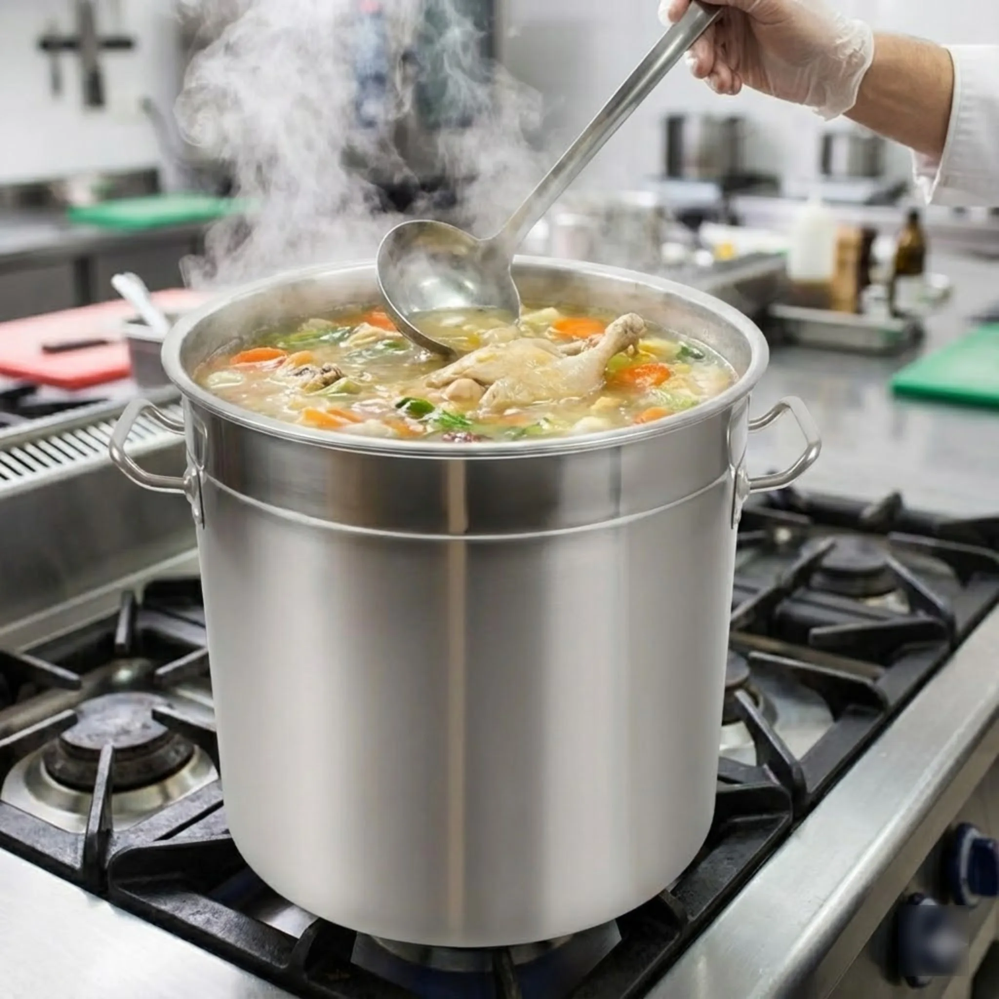 

Heavy Duty 30 Quart Stainless Steel Stockpot Restaurant Hotel Large Cooking Pot For Gas Electric Stove