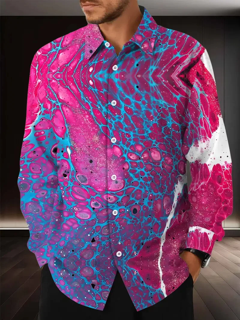 

Новая мужская камуфляжная рубашка с длинным рукавом в стиле граффити, свободный воротник, модный топ с длинными рукавами и 3D принтом медведя