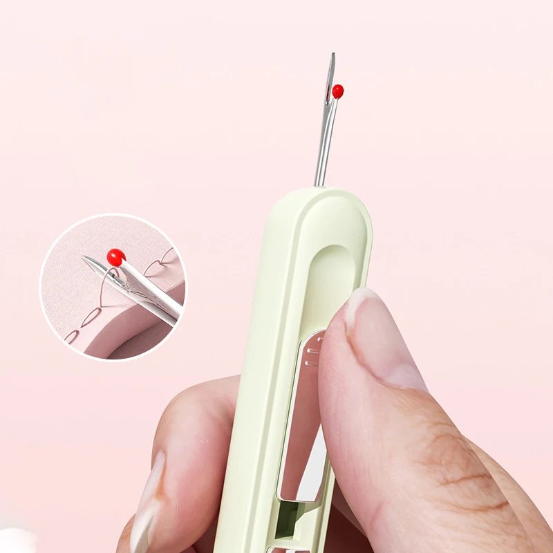 3pcs/set 2 In1 Needle Threader Seam Ripper,Automatic Threading Aid Needle Threader,Mini Manual Sewing Machine Needle Threaders