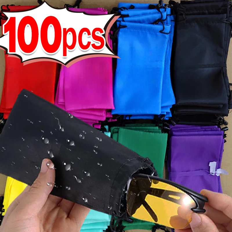 

1/100pcs Portable Soft Cloth Waterproof Sunglasses Bag Microfiber Dust Storage Pouch Glasses Carry Bag Eyewear Case Container