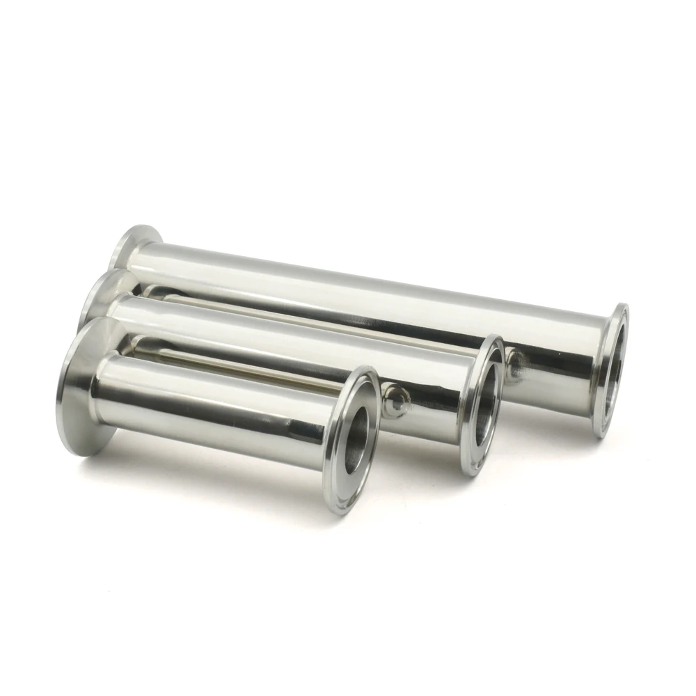 Length100/150/204/305mm Sanitary Grade 304/316 Stainless Steel Pipe Fittings Short Tube, Self-made Three Clip Clamp 50.5/64mm